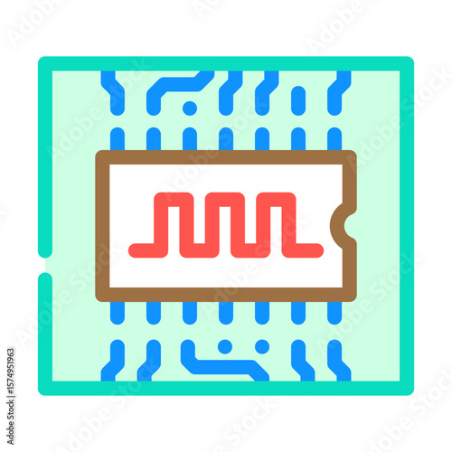 digital signal path board color icon vector illustration