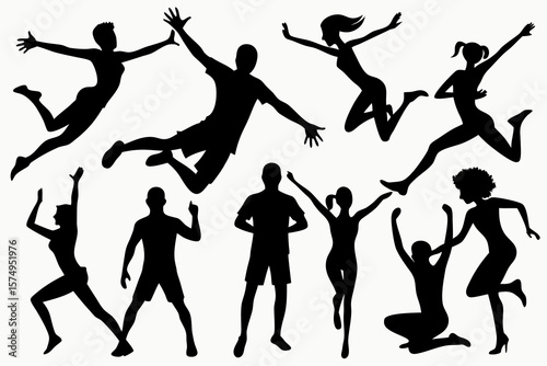 silhouettes of dancing people