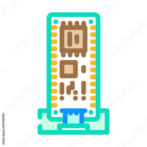 microcontroller connected board color icon vector illustration