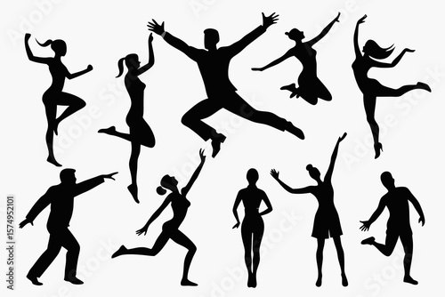 silhouettes of dancing girls