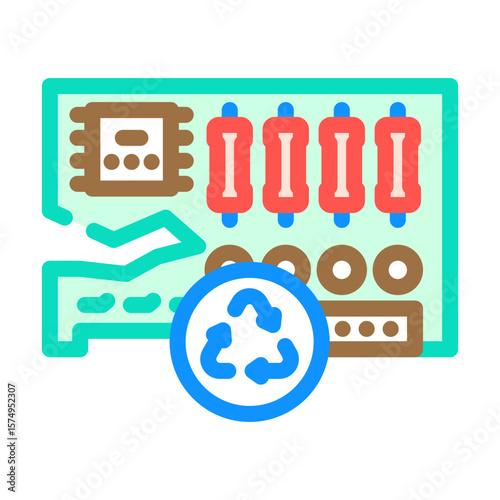 circuit board recycling color icon vector illustration