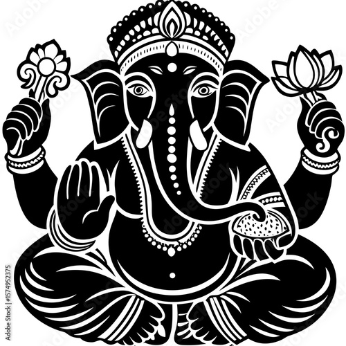 Lord Ganesha Vector Art Illustration Design