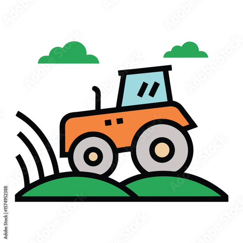 farm tractor plowing soil doodle drawing