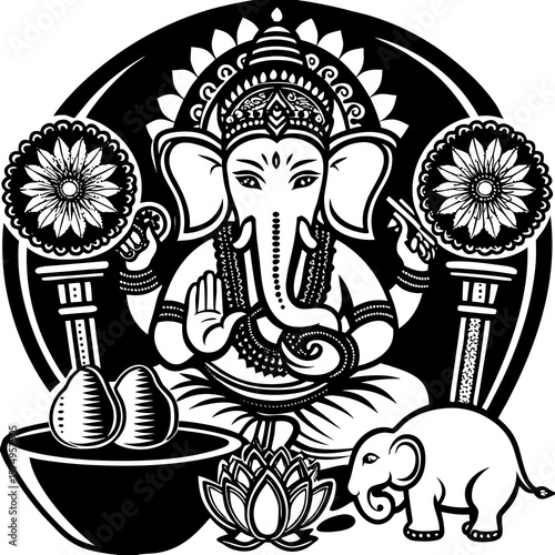 Lord Ganesha Vector Art Illustration Design