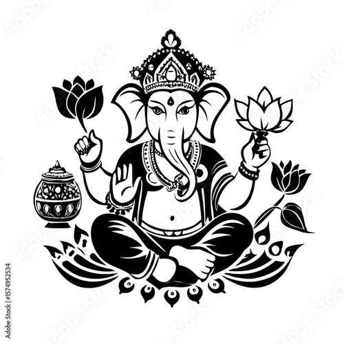 Lord Ganesha Vector Art Illustration Design