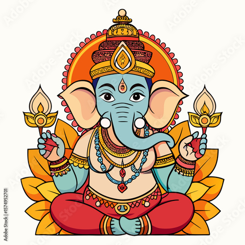Lord Ganesha Vector Art Illustration Design