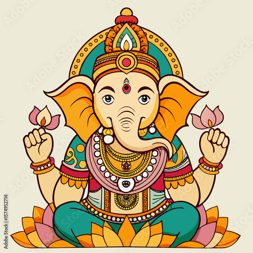 Lord Ganesha Vector Art Illustration Design