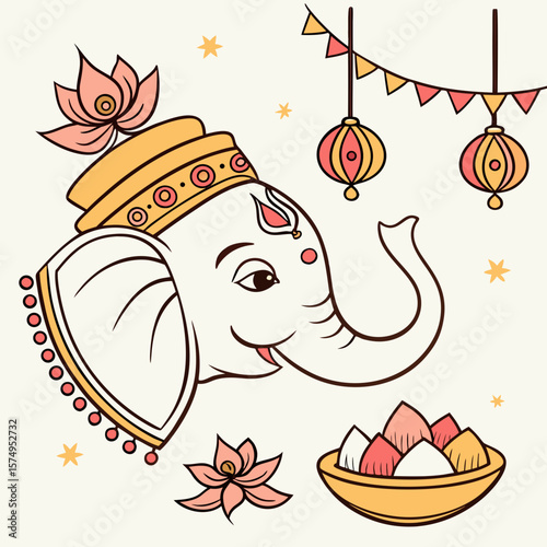 Lord Ganesha Vector Art Illustration Design