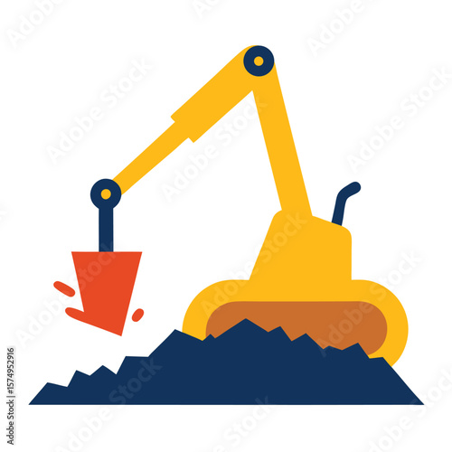 excavator arm digging soil doodle