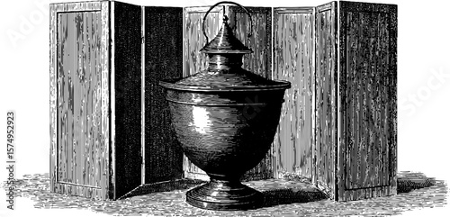 Vintage engraved metal lantern and decorative panels - retro art for design and decor