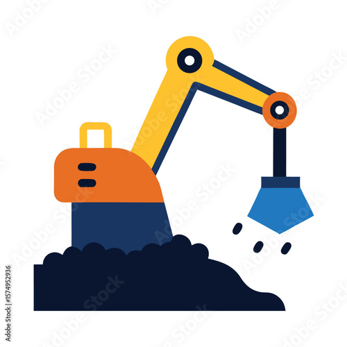 excavator arm digging soil doodle