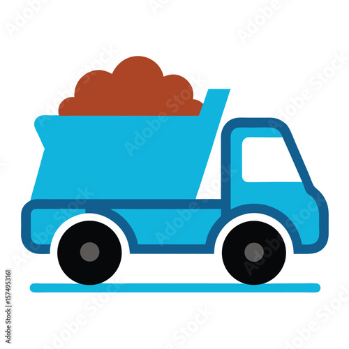 dump truck doodle art with soil load