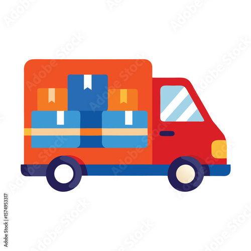 delivery van with packages cartoon art