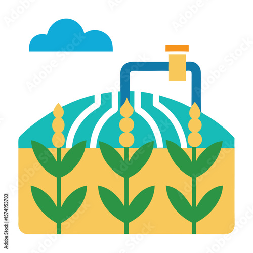 crop field doodle with irrigation pipes