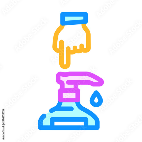 hand pressing soap pump color icon vector illustration
