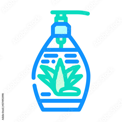 liquid soap aloe vera label color icon vector illustration