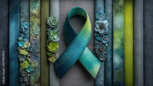 Teal awareness ribbon on gradient background for health campaigns