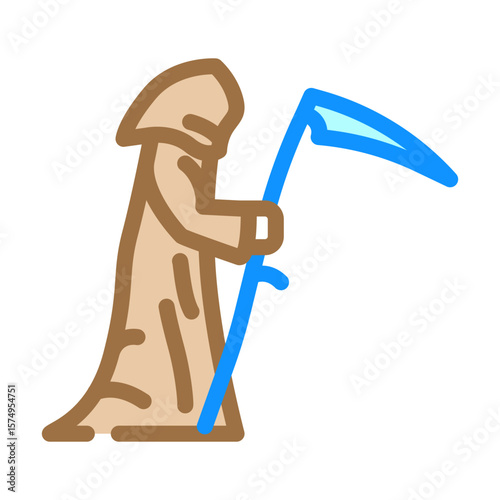 grim reaper mortality color icon vector illustration