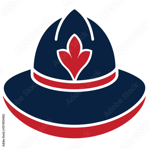 Firefighter Helmet Icon - Brave Fireman Hat with Emblem for Fire Safety & Emergency Services isolated on white background