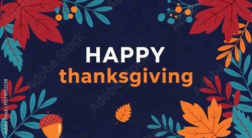 Vibrant Thanksgiving Greeting Autumn Leaves  Warm Wishes