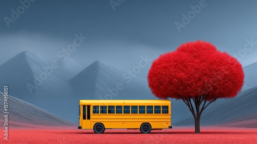 Commercial Bus Vehicle on Urban Street