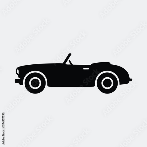 Silhouette classic convertible car side view vector illustration