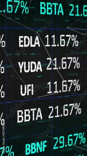 The global economy stock market concept is a digital composition of white and blue stock market data