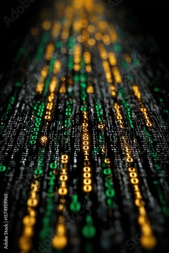 Abstract binary code flowing from a point into perspective