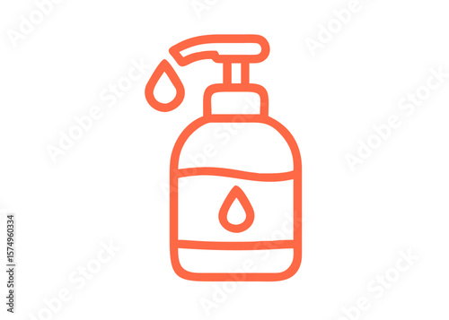 Hand sanitizer for virus protection, shown as simple outline icon, with drop. Hand sanitizer is essential for virus protection, including protection from bacteria with an antibacterial gel.