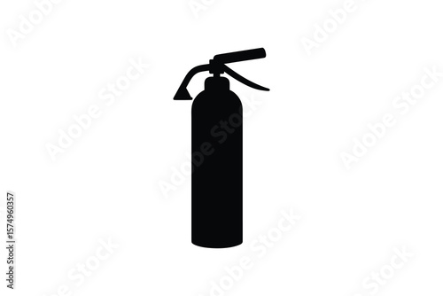 Fire Extinguisher Silhouette Isolated on White Background for Safety and Protection