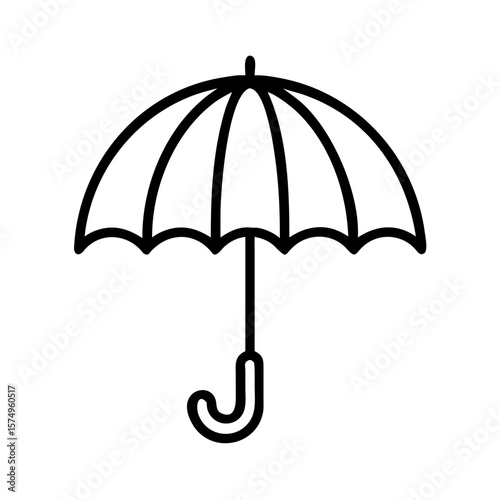 Simple umbrella icon as minimalist weather protection. This umbrella icon represents protection from rain and symbolizes preparedness for unexpected conditions.