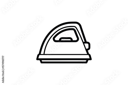Iron appliance outline drawing for laundry and garment care illustration icon