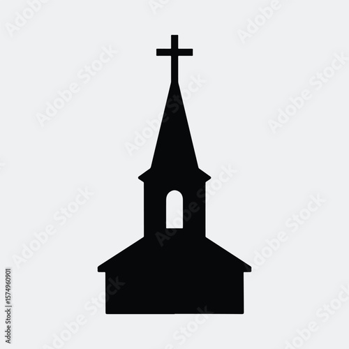 Silhouette of church building simple architectural design vector illustration