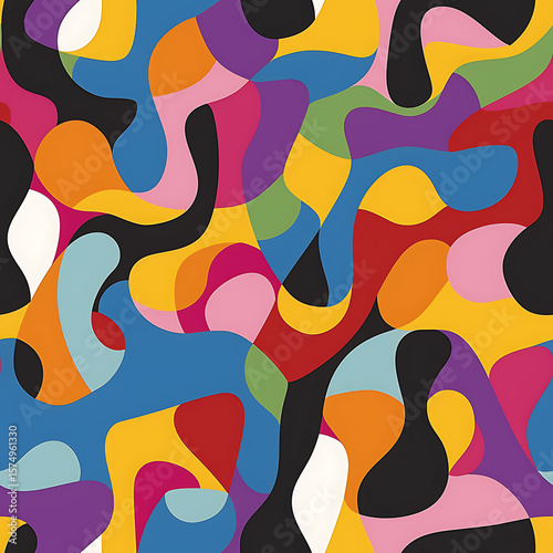 Bold Multicolor Abstract Seamless Tile Pattern