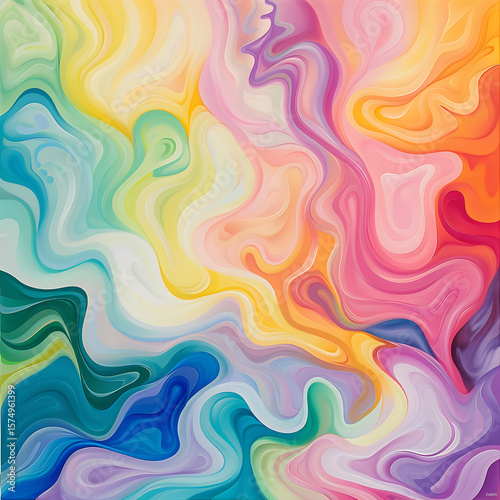 Soft Pastel Rainbow Marble Swirl Abstract Pattern