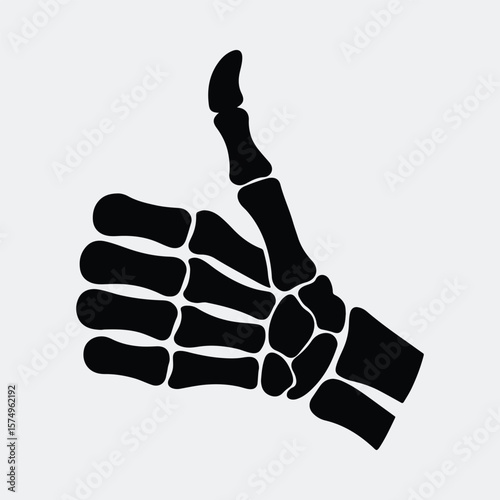 Silhouette skeleton hand giving thumbs up gesture vector illustration