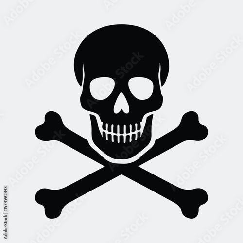 Silhouette skull and crossbones danger symbol pirate sign vector illustration