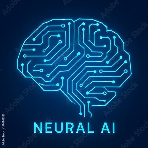 AI-Powered Brain with Circuit Lines | A stylized human brain with glowing circuit lines — symbolizing AI, machine learning, and digital thinking.