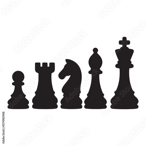Chess knight piece with bold outline