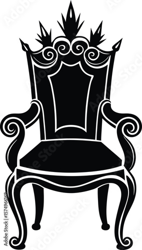 Luxurious baroque crown throne chair in ornate silhouette design