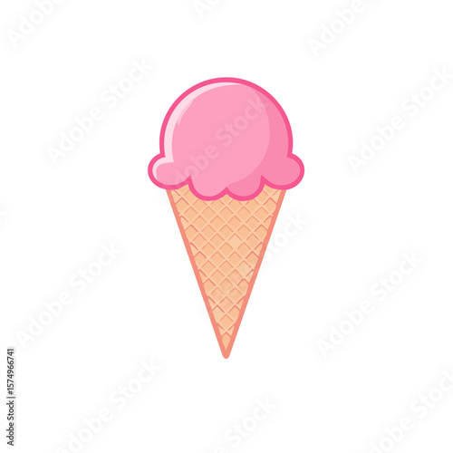A delicious and inviting strawberry ice cream cone, ready for a sweet treat!