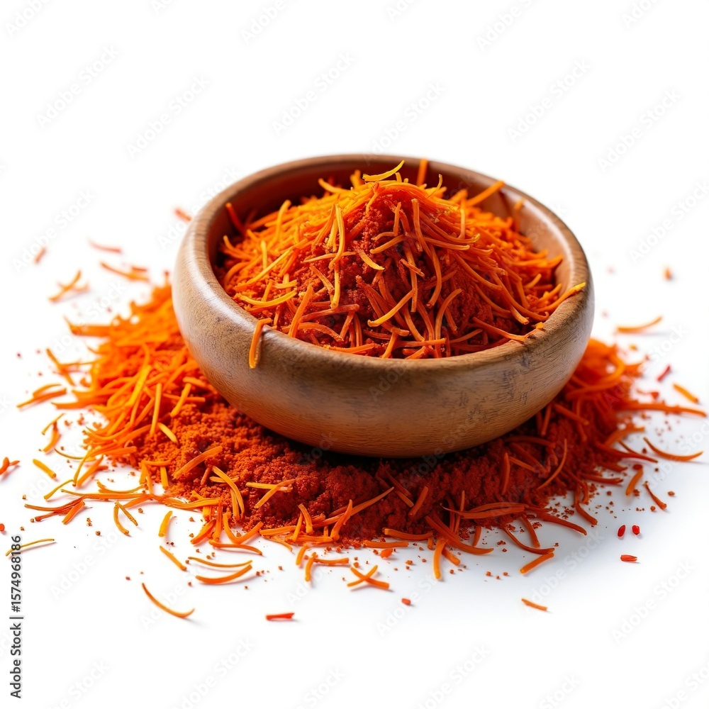 Fototapeta premium Organic Saffron Harvest With wooden bowl