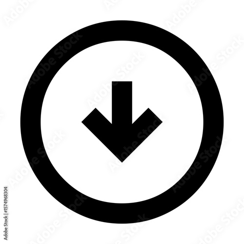 Circle down arrow graphic interface icon