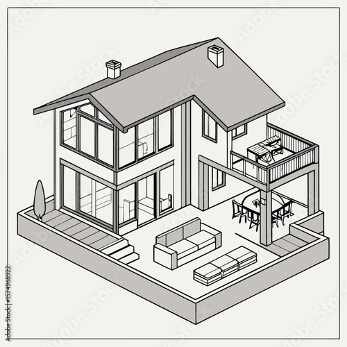 3D Home Design Full View Modern House Floor Plan Visualization