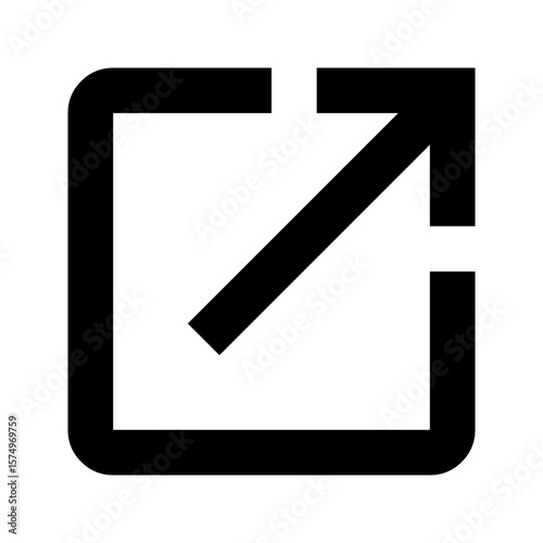 Simple black line icon for opening in a new window