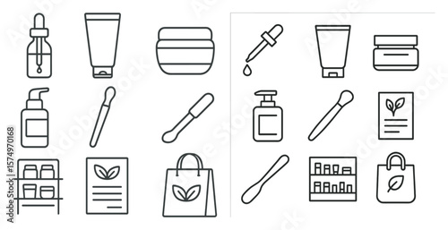 Collection of cosmetics and beauty products. The products include a bottle of lotion, a bottle of perfume, a bottle of makeup remover, a bottle of facial cleanser, a bottle of facial toner