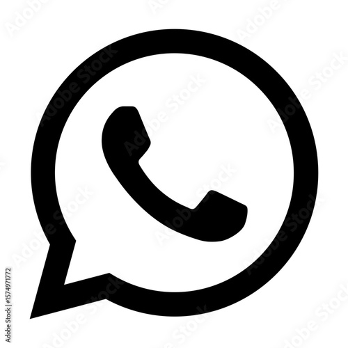 Black WhatsApp app icon in a speech bubble