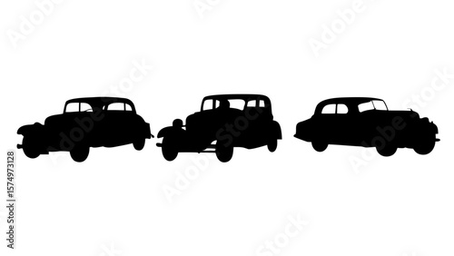 Vintage Car Silhouettes Set | 1920s-1950s Classic Retro Automobiles PNG