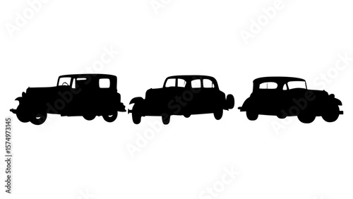 Vintage Car Silhouettes Set | 1920s-1950s Classic Retro Automobiles PNG