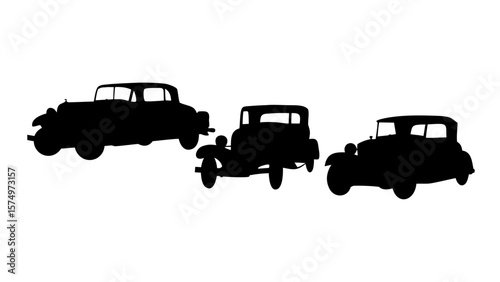 Vintage Car Silhouettes Set | 1920s-1950s Classic Retro Automobiles PNG